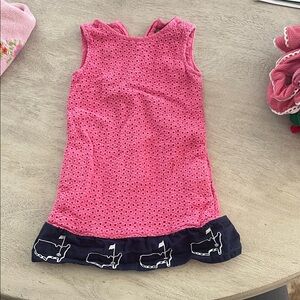 Masters Pink Eyelet Dress with Navy Trim